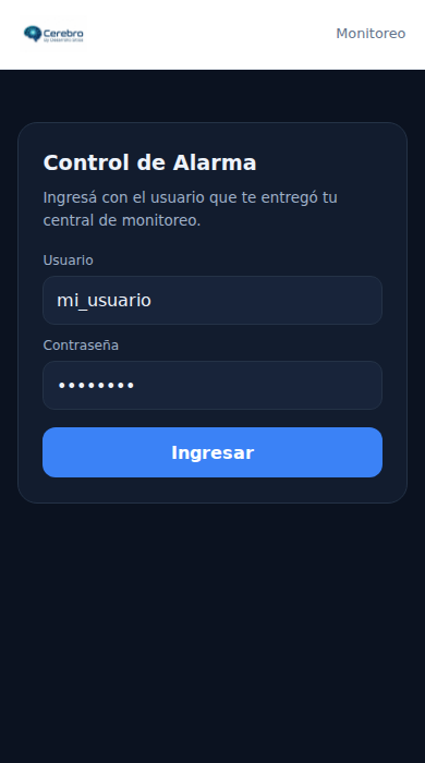 Pantalla de login de la app cliente